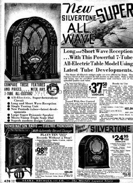 Silvertone 1585 7-Tube All-Electric Order= 57KM 1585; Sears, Roebuck & Co. (ID = 1263138) Radio