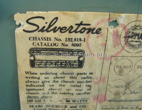 Silvertone 8003 Ch= 132.818-1; Sears, Roebuck & Co. (ID = 1468596) Radio