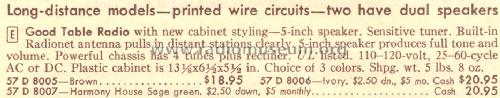 Silvertone 8005 Ch= 132.42700 Order=57D 8005; Sears, Roebuck & Co. (ID = 1630947) Radio