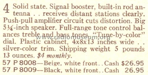 Silvertone 8008 Order= 57P 8008; Sears, Roebuck & Co. (ID = 1715985) Radio