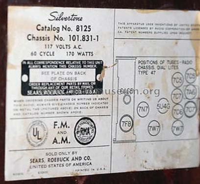 Silvertone 8125 Ch= 101.831-1 Type 47; Sears, Roebuck & Co. (ID = 813916) Radio