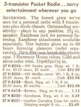 Silvertone 8208 Black Ch= 132.42501 Order=57H 8208; Sears, Roebuck & Co. (ID = 1646210) Radio