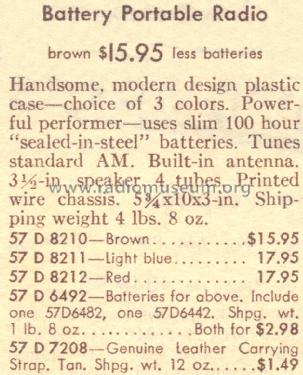 Silvertone 8212 Order=57D 8210; Sears, Roebuck & Co. (ID = 1636826) Radio