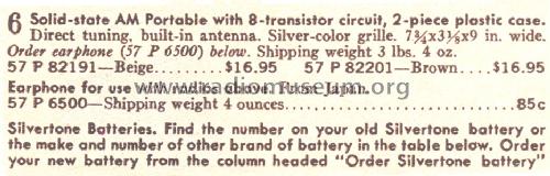 Silvertone 82191 Order= 57P 82191; Sears, Roebuck & Co. (ID = 1721473) Radio