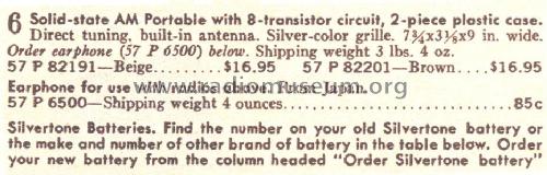 Silvertone 82201 Order= 57P 82201; Sears, Roebuck & Co. (ID = 1725032) Radio