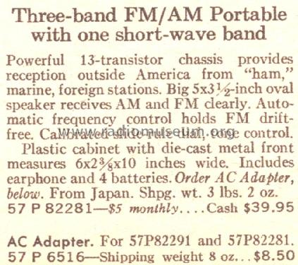 Silvertone 82281 Order= 57P 82281; Sears, Roebuck & Co. (ID = 1721958) Radio