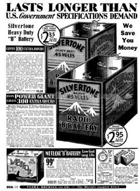 Silvertone Batteries and Storage Batteries ; Sears, Roebuck & Co. (ID = 1254966) Strom-V