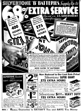 Silvertone Batteries and Storage Batteries ; Sears, Roebuck & Co. (ID = 1270181) Strom-V