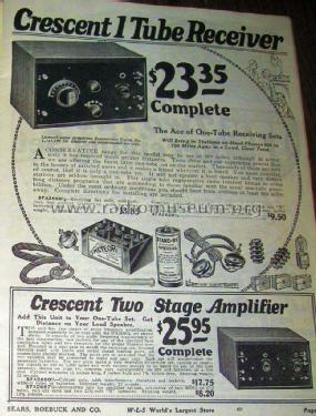 Detector Receiving Set = Crescent 1 Tube Receiver Model 4 Order= 57A 2656; Sears, Roebuck & Co. (ID = 1256760) Radio