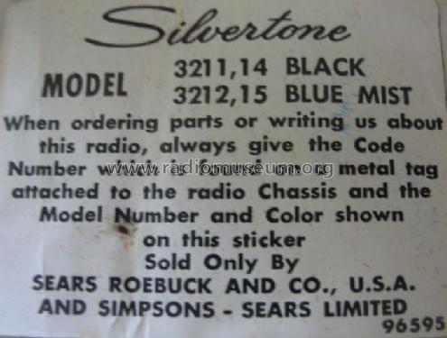 Silvertone Medalist 3211-14 & 3212-15 Order=57H 3211/3212; Sears, Roebuck & Co. (ID = 1009648) Radio