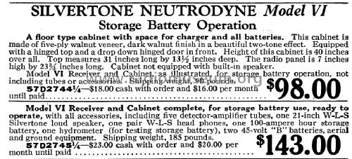 Silvertone 6 or VI Neutrodyne ; Sears, Roebuck & Co. (ID = 1138504) Radio