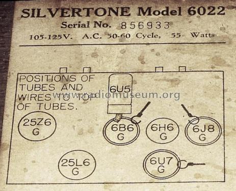 Silvertone Order= 57K 6022 Ch= 101.509; Sears, Roebuck & Co. (ID = 2787196) Radio