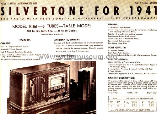 Silvertone R1161 Ch= 101.609; Sears, Roebuck & Co. (ID = 1289580) Radio