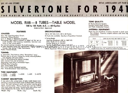 Silvertone R1181 Ch= 101.611; Sears, Roebuck & Co. (ID = 1289595) Radio
