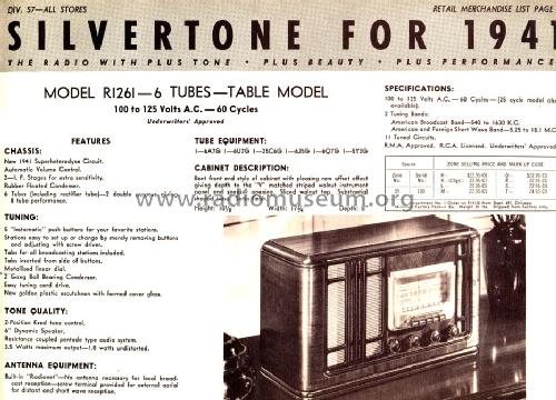 Silvertone R1261 Ch= 100.351; Sears, Roebuck & Co. (ID = 1289587) Radio