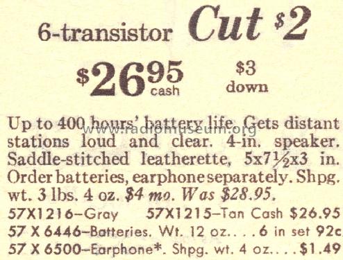 Silvertone Transistor 600 1215 Order=57H 1215; Sears, Roebuck & Co. (ID = 1642668) Radio