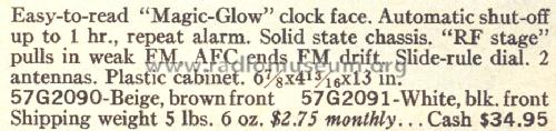 Silvertone Transistor Radio 2091 White Ch= 132.43001 Order= 57H 2091; Sears, Roebuck & Co. (ID = 1676051) Radio