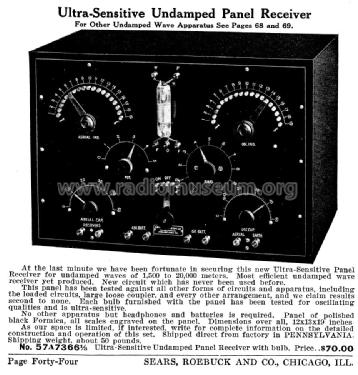Ultra-Sensitive Undamped Panel Receiver ; Sears, Roebuck & Co. (ID = 1070914) Radio