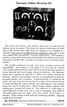 University Cabinet Receiving Set ; Sears, Roebuck & Co. (ID = 1071307) Crystal