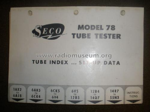 Tube Tester 78; Seco Manufacturing (ID = 1168838) Equipment