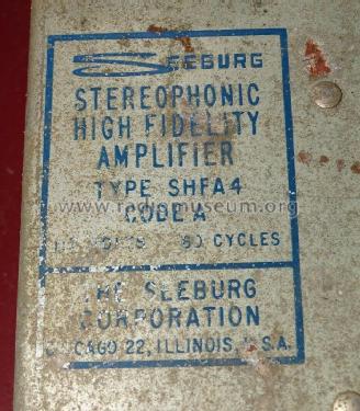 Stereophonic High Fidelity Amplifier SHFA4; Seeburg Corp., J. P. (ID = 2716928) Ampl/Mixer