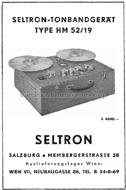 Tonbandgerät - Spezial HM52/19; Seltron; Salzburg (ID = 1326324) R-Player