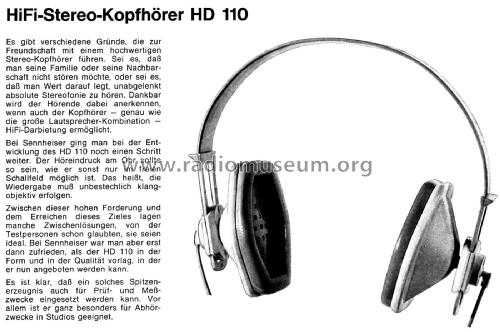 HiFi-Stereo-Kopfhörer HD 110; Sennheiser (ID = 2491899) Speaker-P