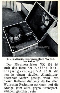 Labor W, 15-Watt-Koffer-Übertragungsanlage VA15K; Sennheiser (ID = 1744404) Ampl/Mixer