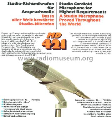 MD421; Sennheiser (ID = 2420916) Microphone/PU