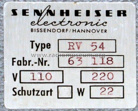 Röhrenvoltmeter RV54; Sennheiser (ID = 417229) Equipment