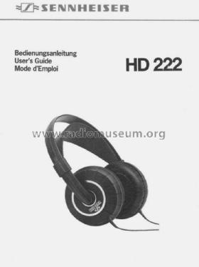 Stereo Headphone HD222; Sennheiser (ID = 1640946) Speaker-P