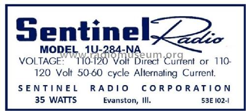 1U284NA ; Sentinel Radio Corp. (ID = 2942537) Radio