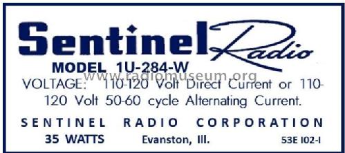 1U284W ; Sentinel Radio Corp. (ID = 2942541) Radio