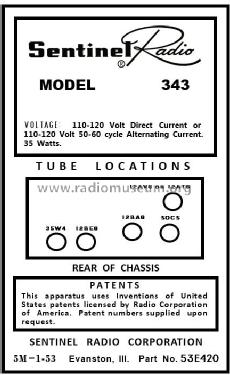 1U343 ; Sentinel Radio Corp. (ID = 2899113) Radio