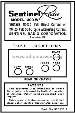 1U-309-W ; Sentinel Radio Corp. (ID = 2939650) Radio
