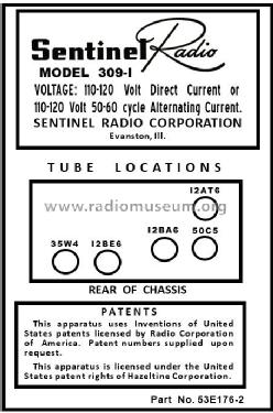 309-I ; Sentinel Radio Corp. (ID = 2939646) Radio