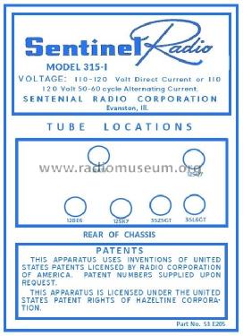 315-I ; Sentinel Radio Corp. (ID = 2918030) Radio