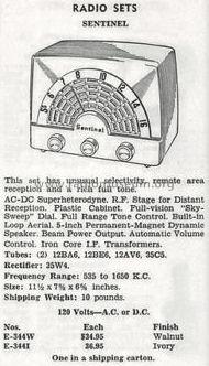 E-344I ; Sentinel Radio Corp. (ID = 1033218) Radio