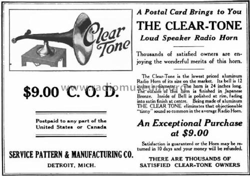 Clear-Tone Radio Horn Speaker ; Service Pattern & (ID = 1607472) Speaker-P