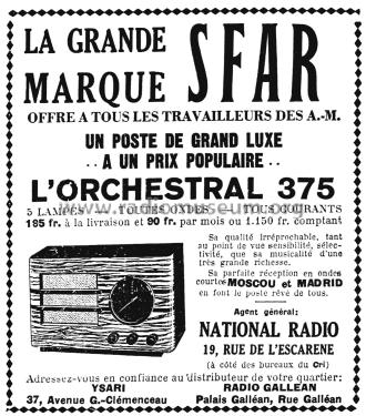 Orchestral 375; SFAR S.F.A.R.; Paris (ID = 2067635) Radio