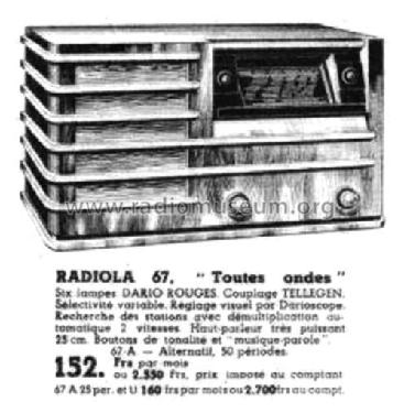 RA67A; Radiola marque (ID = 1974701) Radio