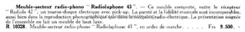 Radiolaphone 43 ; Radiola marque (ID = 1871124) Radio