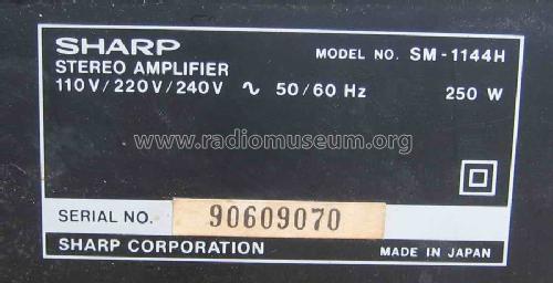 Integrated Stereo Amplifier SM-1144H; Sharp; Osaka (ID = 1224453) Ampl/Mixer