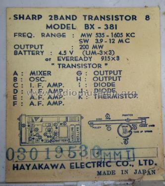 2-Band Transistor 8 BX-381; Sharp; Osaka (ID = 2419212) Radio