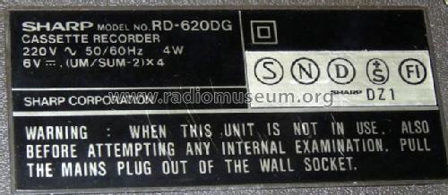 Cassette Recorder RD620-DG; Sharp; Osaka (ID = 683619) Ton-Bild