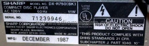 Compact Disc Player DX-R750; Sharp; Osaka (ID = 2136203) Sonido-V