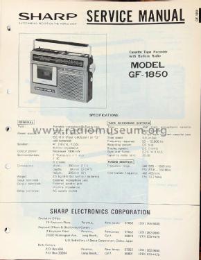 FM/AM Radio Cassette Recorder GF-1850; Sharp; Osaka (ID = 2982453) Radio