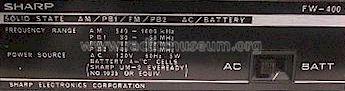 FW-400; Sharp; Osaka (ID = 526046) Radio