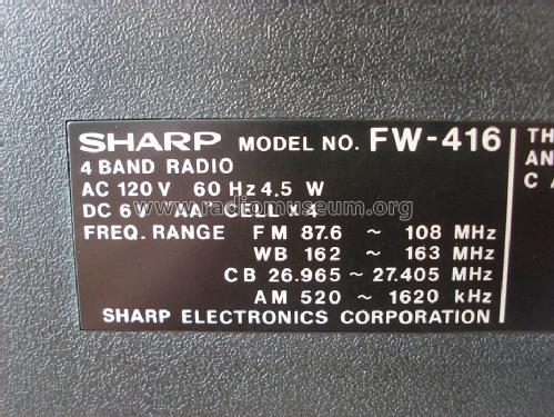 FW-416; Sharp; Osaka (ID = 1491738) Radio