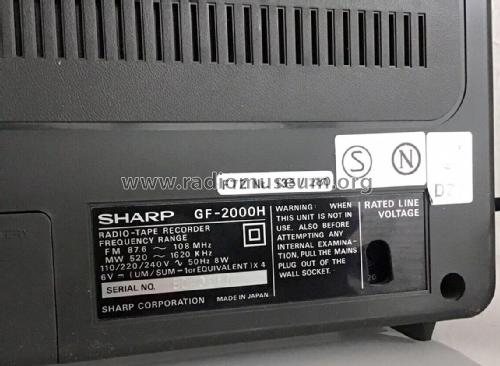 2000 Radio Tape Recorder GF-2000H; Sharp; Osaka (ID = 2833464) Radio